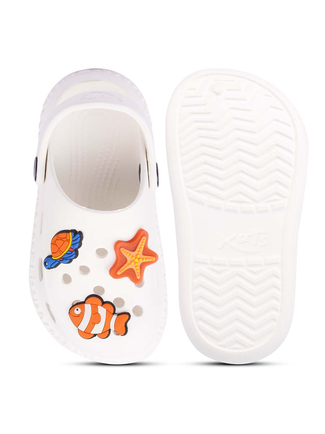 502-Slingback Clog for Boys & Girls | Indoor & Outdoor Clogs for Kids with Cartoon Charm Off White