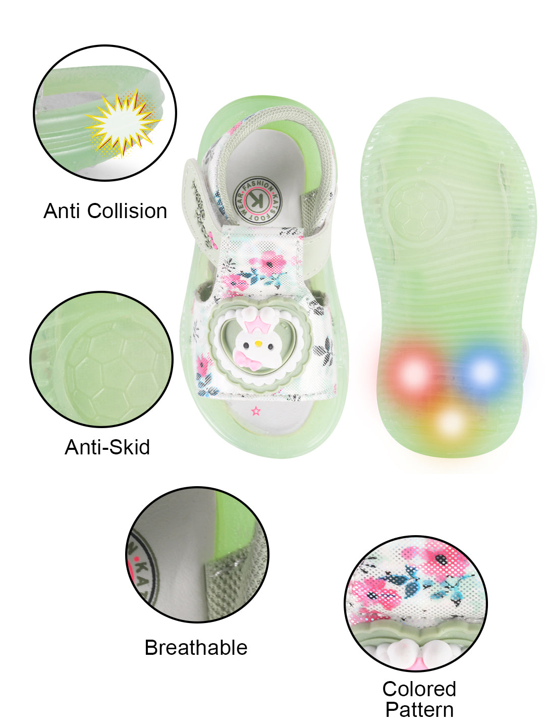 Kats METAL-15 Kids Boys and Girls LED Lighting Sandals (9 to 24 Months)