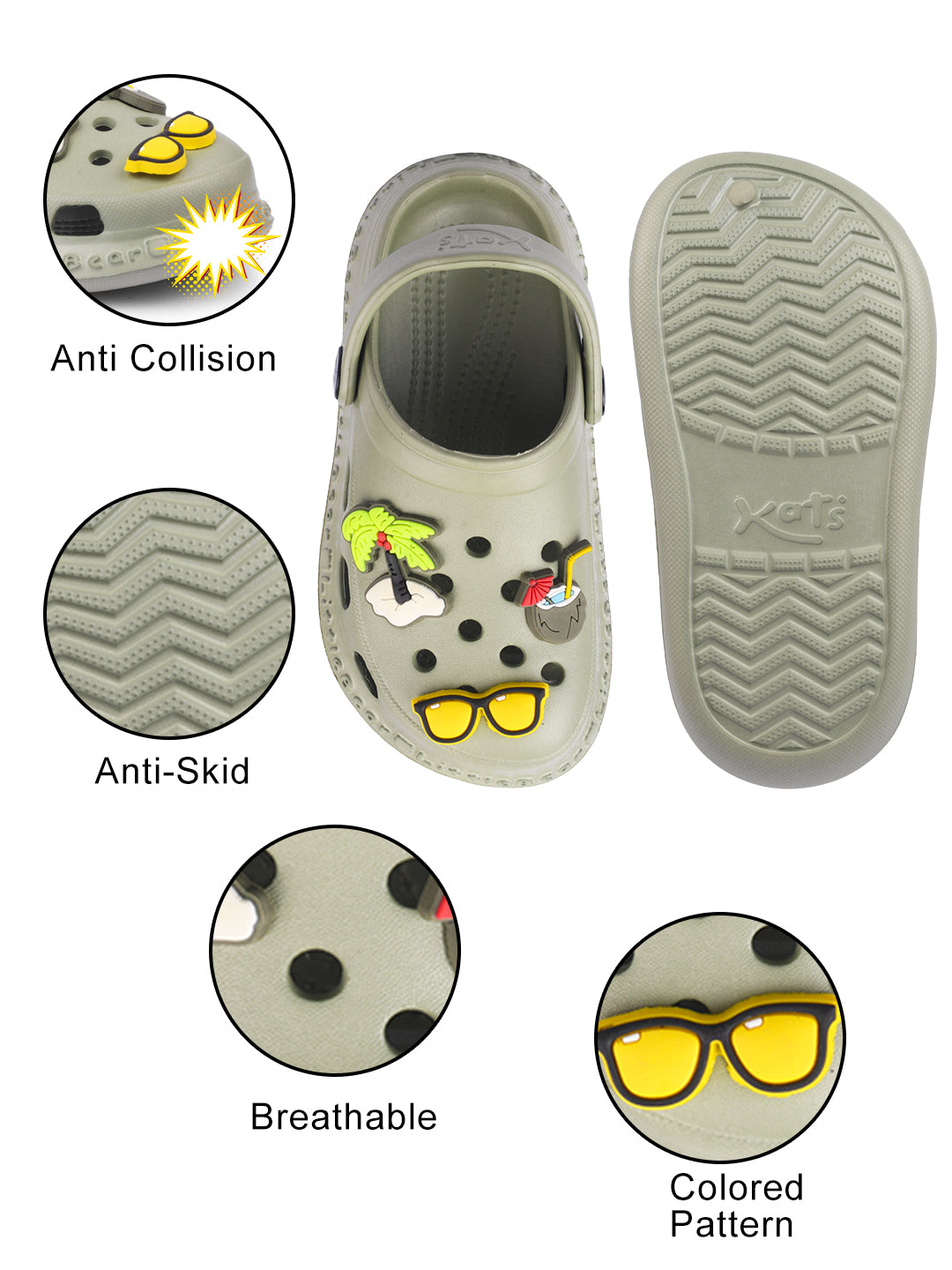 502-Slingback Clog for Boys & Girls | Indoor & Outdoor Clogs for Kids with Cartoon Charm Ghiya