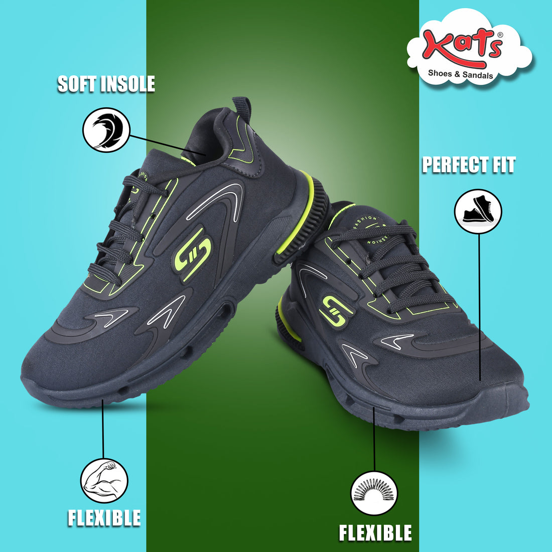 Kats JUPITOR-1 Sport Running & Walking Shoes Lace-Up Shoes for Boy's (5 to 10 Years)