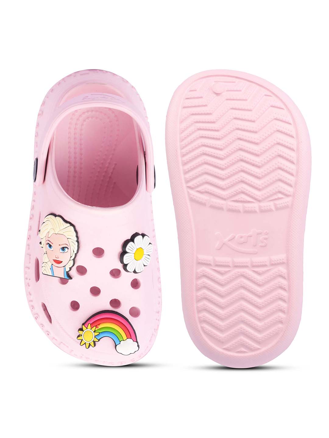 502-Slingback Clog for Boys & Girls | Indoor & Outdoor Clogs for Kids with Cartoon Charm Pink