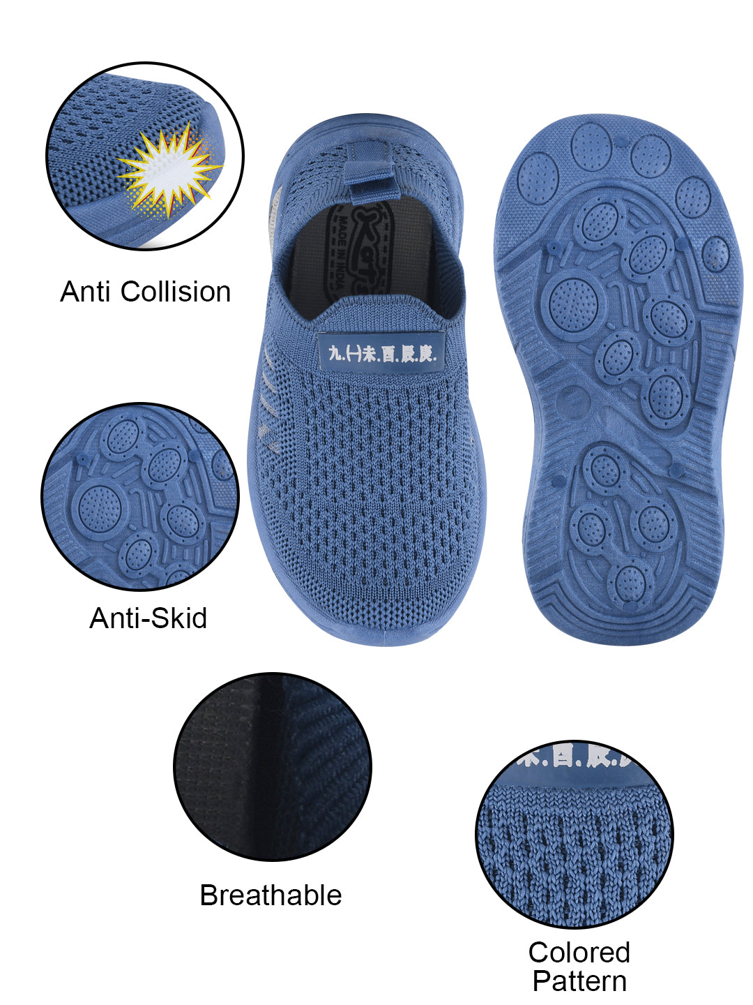 KATS BOSS-91 Kids Slipon Breathable Fabric Upper Casual Walking Shoes