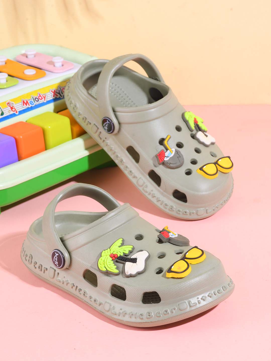 502-Slingback Clog for Boys & Girls | Indoor & Outdoor Clogs for Kids with Cartoon Charm Ghiya