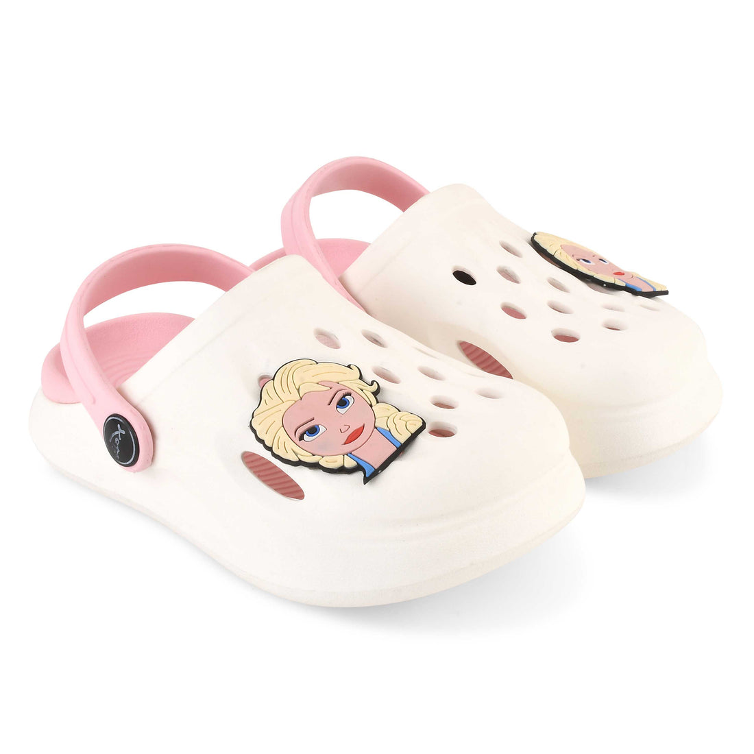 Slingback Clog for Boys & Girls | Indoor & Outdoor Clogs for Kids with Cartoon Charm White-Pink