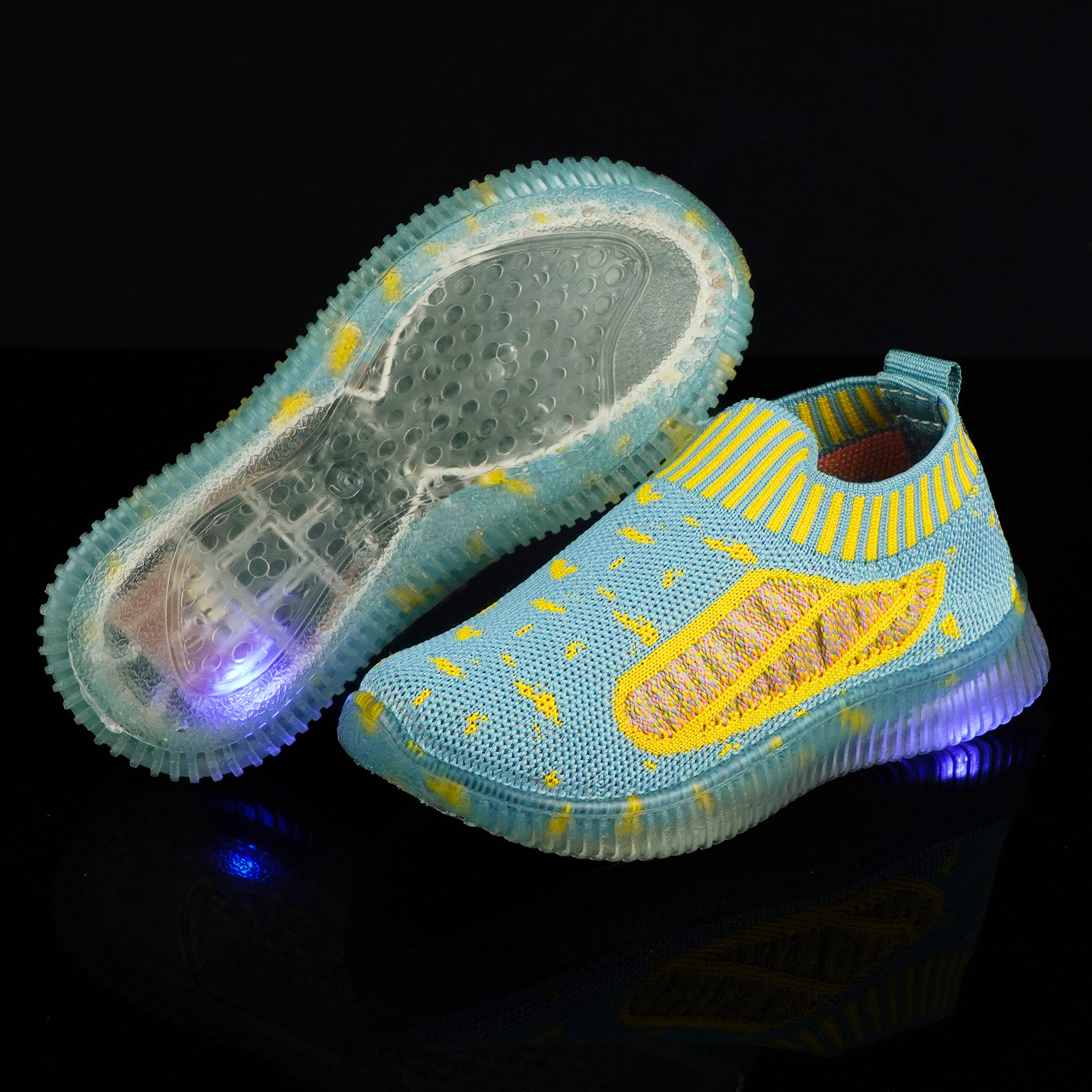 KATS GLOW 6 Baby Boys and Girls KNITTED LED Light Casual Shoes 2 Year