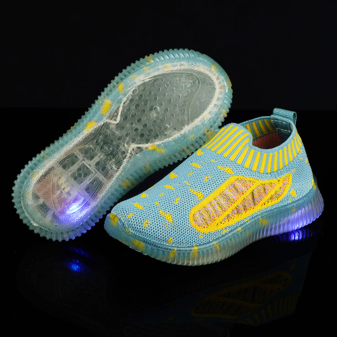 KATS GLOW-6 Baby Boys and Girls KNITTED LED Light Casual Shoes (2 Years to 5 Years) katsfootwear